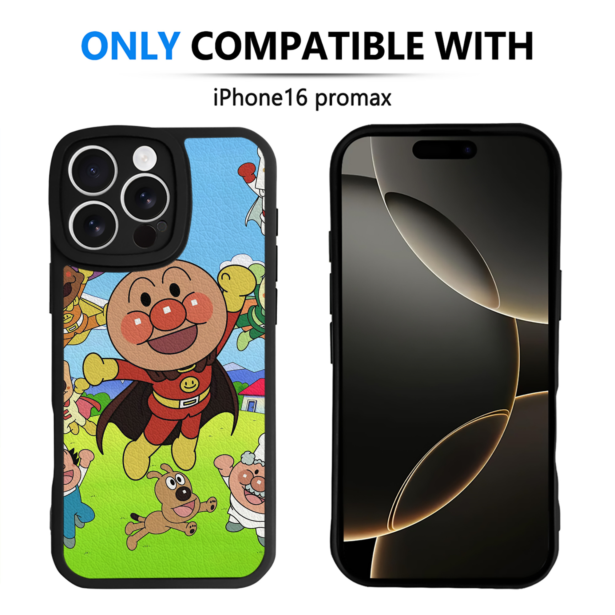 （画像用） アンパンマン Anpanman 【iPhone 16シリーズ対応】シリコンスマホケース（レザー調） 材質：シリコン